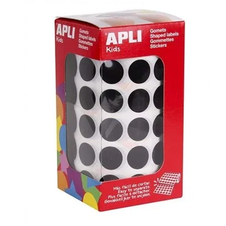 APLI Gomets Circulares Negros de 15 mm (2.832 uds.)